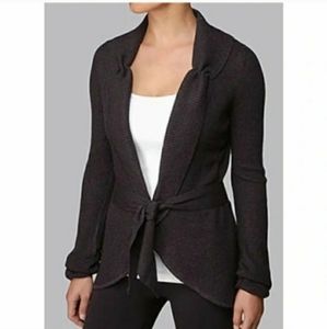 Lululemon Open Front Belted Cardigan Sweater Charcoal Grey Sz 4